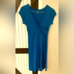 Toad & Co Mock Wrap Midi Dress Blue/Teal Capsule Wordrobe Size Small